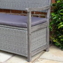 Auchinleck Outdoor Wooden Storage Seating Bench In Grey Wash