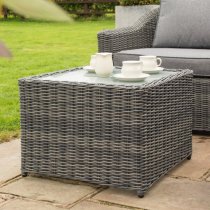 Baxton Corner Lounger Set In Grey Rattan Weave Effect