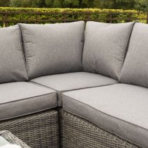 Baxton Corner Lounger Set In Grey Rattan Weave Effect