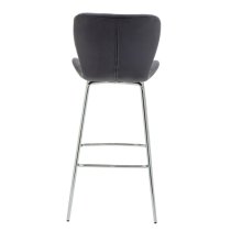 Warden Grey Velvet Bar Chairs With Silver Legs In A Pair