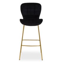 Warden Black Velvet Bar Chairs With Gold Legs In A Pair