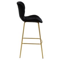 Warden Black Velvet Bar Chairs With Gold Legs In A Pair