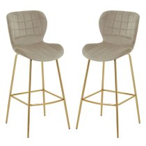 Warden Mink Velvet Bar Chairs With Gold Legs In A Pair