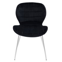 Warden Black Velvet Dining Chairs With Silver Legs In A Pair