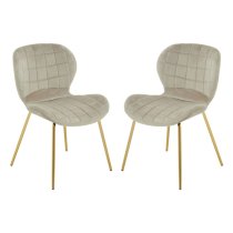 Warden Mink Velvet Dining Chairs With Gold Legs In A Pair