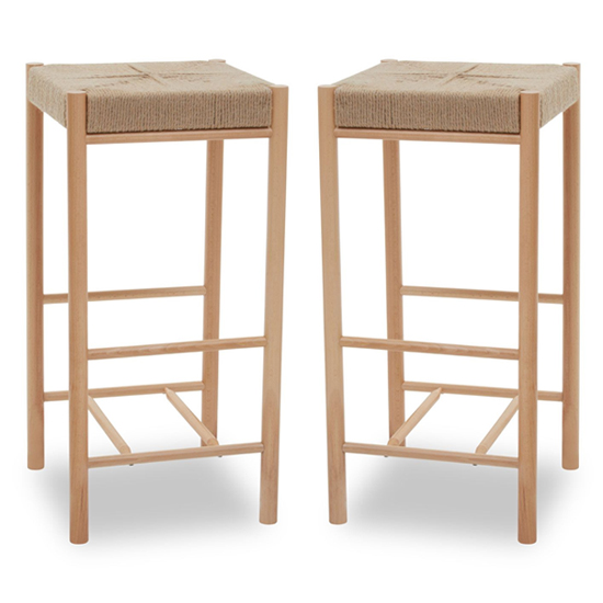 Bender Natural Wooden Bar Stools In A Pair