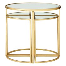 Farota Set Of 5 Mirrored Top Side Tables With Gold Frame