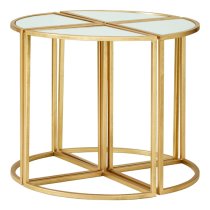 Farota Set Of 5 Mirrored Top Side Tables With Gold Frame