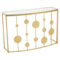 Farota Mirrored Glass Top Console Table With Gold Metal Base