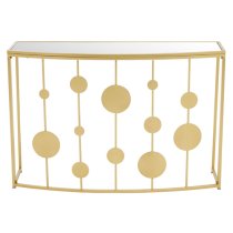 Farota Mirrored Glass Top Console Table With Gold Metal Base