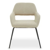 Porrima Natural Fabric Dining Chair With Black Metal Base