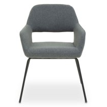 Porrima Grey Fabric Dining Chairs With Black Base In A Pair