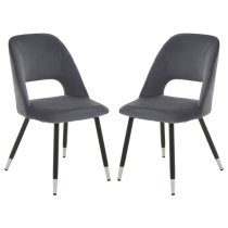 Warns Grey Velvet Dining Chairs With Silver Foottips In A Pair