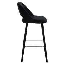 Warns Black Velvet Bar Chairs With Silver Footrest In A Pair