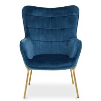 Porrima Velvet Upholstered Armchair In Blue