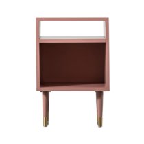 Helston Wooden Side Table With 2 Shelves In Pink