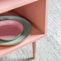 Helston Wooden Side Table With 2 Shelves In Pink