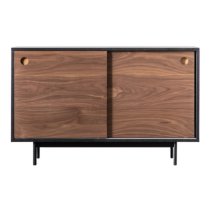 Busby Wooden Storage Cabinet With 2 Doors In Black And Walnut