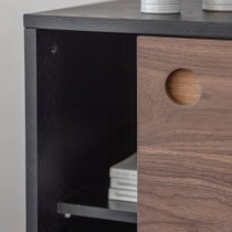 Busby Wooden Storage Cabinet With 2 Doors In Black And Walnut