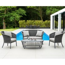 Crod Outdoor Curved Top 2 Seater Sofa With Cushion In Grey