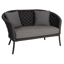 Crod Outdoor Curved 2 Seater Sofa With Cushion In Dark Grey