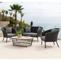 Crod Outdoor Curved 2 Seater Sofa With Cushion In Dark Grey