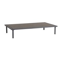 Beox Outdoor Flint Pebble Wooden Top Coffee Table In Grey