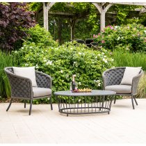 Crod Outdoor Curved Lounge Chairs With Coffee Table In Grey