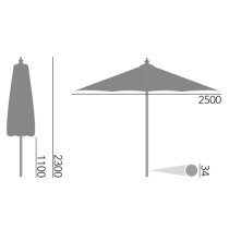 Loxe Tilt And Crank Olefin 2500mm Fabric Parasol In Blue