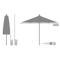 Loxe Tilt And Crank Olefin 3000mm Fabric Parasol In Blue