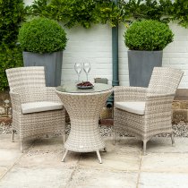 Ottery Outdoor Wave Dining Armchair With Cushion In Pearl