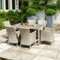 Ottery Outdoor Wave Dining Armchair With Cushion In Pearl