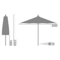 Blount Round 3000mm Fabric Parasol With Pulley In Ecru