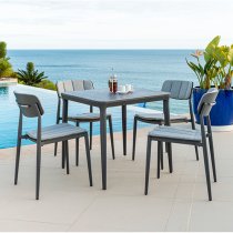 Rykon Outdoor Metal Stacking Dining Chair In Matt Grey