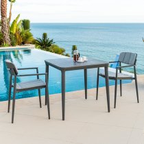 Rykon Outdoor 750mm Glass Dining Table In Grey Ceramic Effect