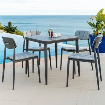 Rykon Outdoor 750mm Glass Dining Table In Grey Ceramic Effect