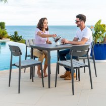 Rykon Outdoor 750mm Glass Dining Table In Grey Ceramic Effect