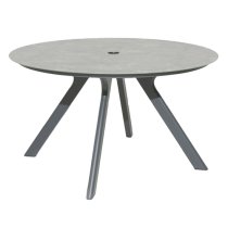 Rykon Grey Ceramic Effect Glass Dining Table With 6 Armchairs