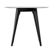 Brix Round Smoked Glass Dining Table With Black Oak Base