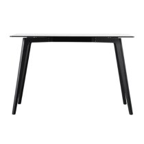 Brix Rectangular Smoked Glass Dining Table With Black Oak Base