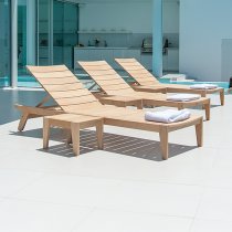 Robalt Wooden Adjustable Sun Bed With Side Table In Natural