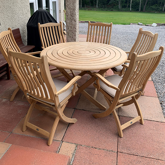 Robalt Folding 1300mm Dining Table With 6 Chairs In Natural