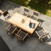 Robalt Extending Dining Table With 6 Armchairs In Natural