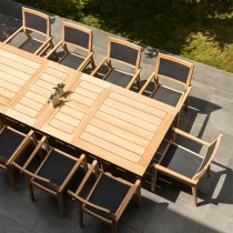 Robalt Extending Dining Table With 10 Armchairs In Natural