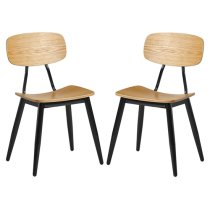 Jona Ply Oak Wooden Dining Chairs In Pair