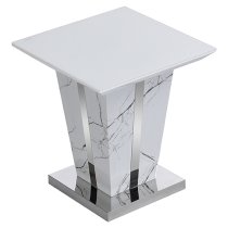 Memphis Gloss Lamp Table In Vida Marble Effect With Glass Top