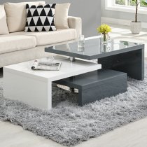 Design Rotating High Gloss Coffee Table In Grey And White