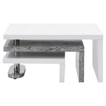 Design Rotating White Gloss Coffee Table In Melange Marble Effect