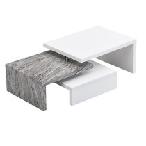 Design Rotating White Gloss Coffee Table In Melange Marble Effect