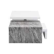 Design Rotating White Gloss Coffee Table In Melange Marble Effect